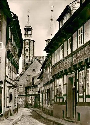 AK / Ansichtskarte Goslar Bergstrasse mit der Marktkirche Goslar