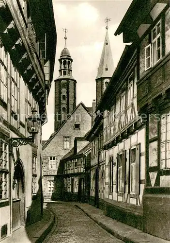AK / Ansichtskarte Goslar Bergstrasse mit Marktkirche Goslar