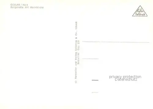 AK / Ansichtskarte Goslar Bergstrasse mit Marktkirche Goslar