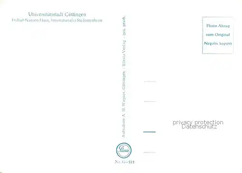 AK / Ansichtskarte Goettingen_Niedersachsen Fridtjof Nansen Haus Internat Studentenheim Goettingen Niedersachsen
