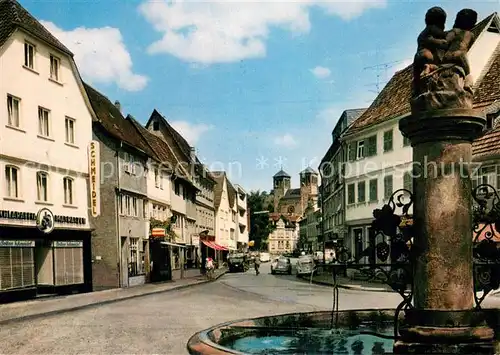 AK / Ansichtskarte Bensheim_Bergstrasse Blick in die Hauptstrasse mit Brunnen Bensheim_Bergstrasse
