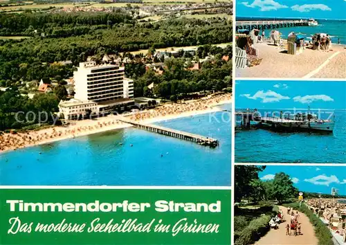 AK / Ansichtskarte Timmendorfer_Strand Fliegeraufnahme Seebruecke Strand Promenade Timmendorfer_Strand