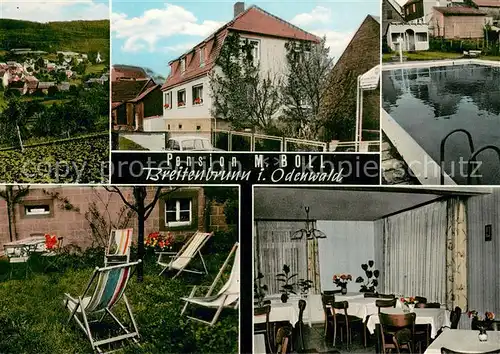 AK / Ansichtskarte Breitenbrunn_Odenwald Panorama Pension Boll Pool Liegewiese Gaststube Breitenbrunn Odenwald