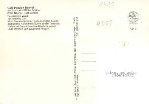 AK / Ansichtskarte Neuhof_Zenn Cafe Pension Neuhof Gaststube Zimmer Terrasse Hallenbad Neuhof Zenn