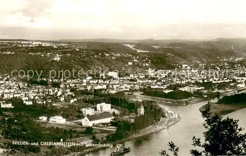 AK / Ansichtskarte Oberlahnstein Fliegeraufnahme Nieder  u. Oberlahnstein m. Lahnmuendung Oberlahnstein