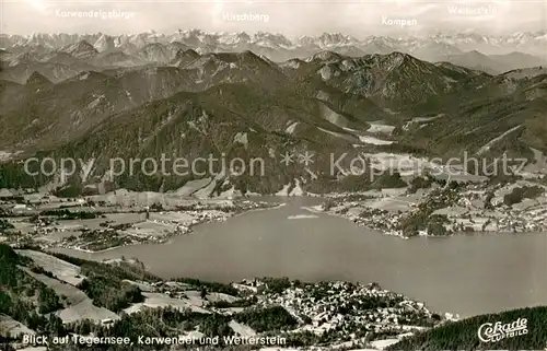 AK / Ansichtskarte Tegernsee Fliegeraufnahme Gesamtansicht m. Karwendel u. Wetterstein Tegernsee