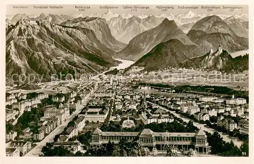AK / Ansichtskarte Bad_Reichenhall Fliegeraufnahme Gesamtansicht m. Bergkette Panorama Grossglockner Bad_Reichenhall