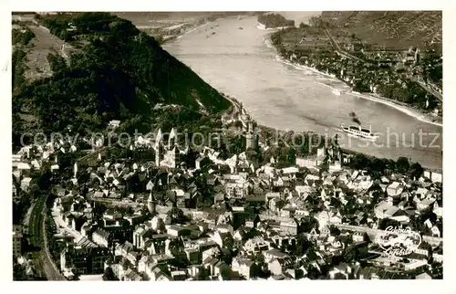 AK / Ansichtskarte Andernach_Rhein Fliegeraufnahme Totalansicht m. Rhein Dampfer Andernach Rhein