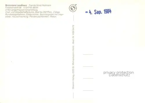 AK / Ansichtskarte Langenhausen Bruemmers Landhaus Teilansichten Pferde Langenhausen