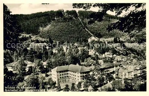 AK / Ansichtskarte Bad_Wildbad Kurhotel Quellenhof mit Sommerberg und Bergbahn Kurort im Schwarzwald Bad_Wildbad