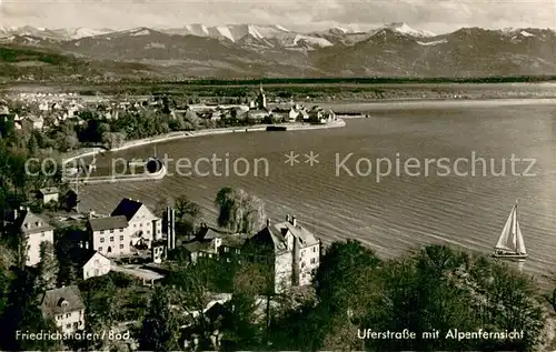 AK / Ansichtskarte Friedrichshafen_Bodensee Uferstrasse mit Alpenfernsicht Friedrichshafen Bodensee