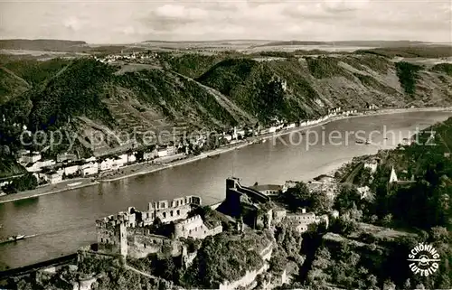 AK / Ansichtskarte St_Goar Fliegeraufnahme mit Burg Rheinfels und St Goarshausen St_Goar