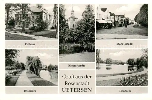 AK / Ansichtskarte Uetersen Rathaus Rosarium Klosterkirche Marktstrasse Rosarium Uetersen