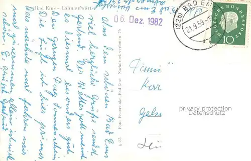 AK / Ansichtskarte Bad_Ems_Lahn Partie an der Lahn Bad_Ems_Lahn