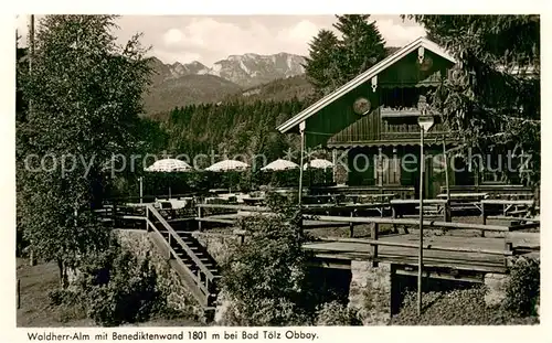 AK / Ansichtskarte Bad_Toelz Waldherr Alm mit Benediktenwand Bad_Toelz