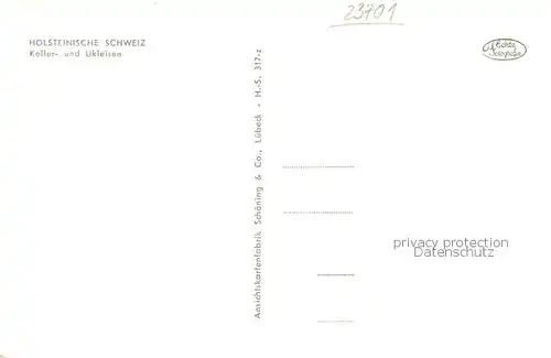 AK / Ansichtskarte Holsteinische_Schweiz Fliegeraufnahme mit Keller und Ukleisee Holsteinische_Schweiz