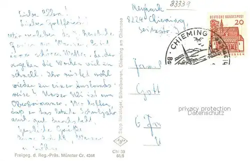 AK / Ansichtskarte Chieming_Chiemsee Fliegeraufnahme mit Kampenwand Chieming Chiemsee