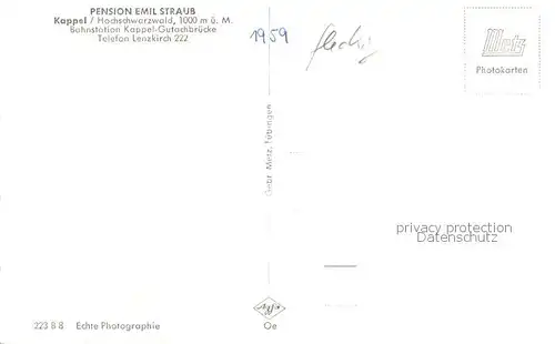 AK / Ansichtskarte Kappel_Lenzkirch Pension Emil Straub Kappel_Lenzkirch