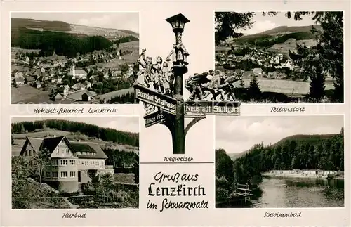 AK / Ansichtskarte Lenzkirch Panorama Orig Wegweiser Teilansicht Kurbad Schwimmbad Lenzkirch