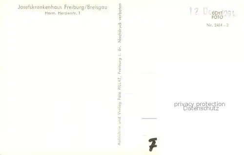 AK / Ansichtskarte Freiburg_Breisgau Josefskrankenhaus Freiburg Breisgau