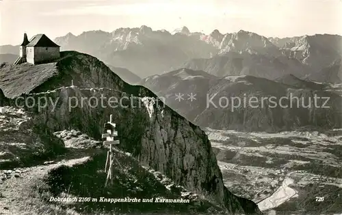 AK / Ansichtskarte Dobratsch_2166m_Kaernten_AT Knappenkirche und Karawanken Fliegeraufnahme 