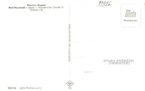 AK / Ansichtskarte Bad_Neustadt Pension Ziegler Bad_Neustadt