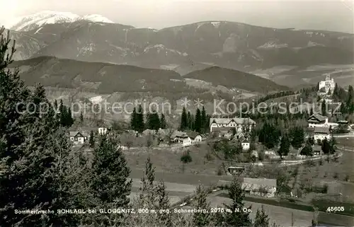 AK / Ansichtskarte Schlagl_Gloggnitz_Niederoesterreich Panorama mit Schneeberg 