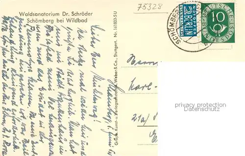 AK / Ansichtskarte Schoemberg_Schwarzwald Waldsanatorium Dr Schroeder Schoemberg Schwarzwald