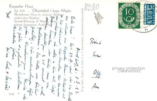 AK / Ansichtskarte Oberstdorf Kappeler Haus Oberstdorf