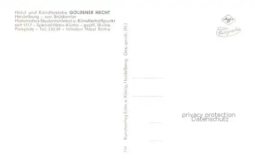 AK / Ansichtskarte Heidelberg_Neckar Hotel und Kuenstlerstube Goldener Hecht Gastraum Heidelberg Neckar