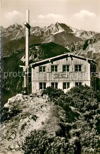 AK / Ansichtskarte Pfronten Ostlerhuette Berghuette am Breitenberggipfel  Kreuz Blick auf Gaishorn und Hochvogel Allgaeuer Alpen Pfronten