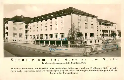 AK / Ansichtskarte Bad_Muenster_Stein_Ebernburg Sanatorium Bad_Muenster