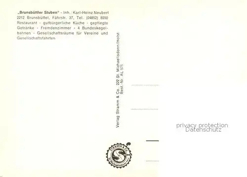 AK / Ansichtskarte Brunsbuettel Brunsbuetteler Stuben Kegelbahnen Bar Gaststube Brunsbuettel