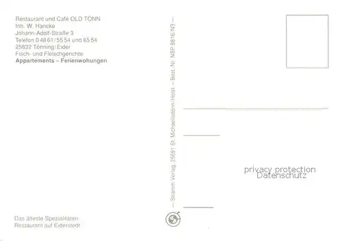 AK / Ansichtskarte Toenning_Nordseebad Restaurant und Cafe Old Toenn Gastraeume Theke Toenning_Nordseebad