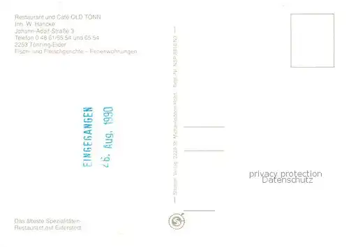 AK / Ansichtskarte Toenning_Nordseebad Restaurant und Cafe Old Toenn Gastraeume Theke Toenning_Nordseebad