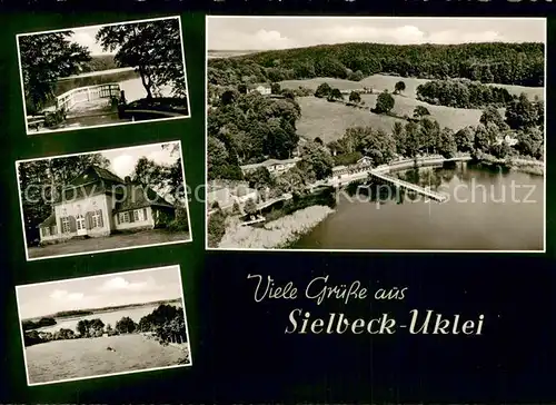 AK / Ansichtskarte Sielbeck_Holsteinische Schweiz Uklei Faehrhaus Sielbeck Restaurant Cafe Hotel Fliegeraufnahme Sielbeck