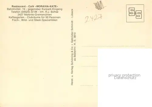 AK / Ansichtskarte Malente Gremsmuehlen Restaurant Moravia Kate Gastraeume Bar Malente Gremsmuehlen