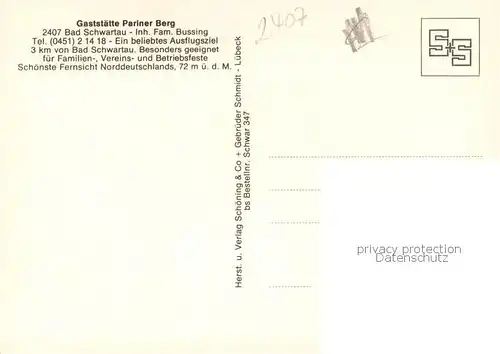 AK / Ansichtskarte Bad_Schwartau Panorama Gaststaette Pariner Berg Gaststube Aussichtsturm Bad_Schwartau