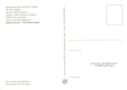 AK / Ansichtskarte Toenning_Nordseebad Restaurant und Cafe Old Toenn Gastraeume Theke Toenning_Nordseebad