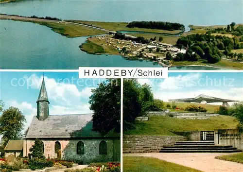 AK / Ansichtskarte Haddeby Fliegeraufnahme Kirche Ehrenfriedhof Haddeby