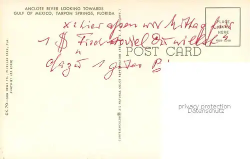 AK / Ansichtskarte Tarpon_Springs_Florida Anclote River Looking towards Gulf of Mexico 