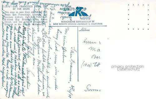 AK / Ansichtskarte San_Francisco_California from top of the Mark 