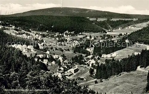 AK / Ansichtskarte Warmensteinach Fliegeraufnahme mit Ochsenkopf und Fernsehturm Warmensteinach