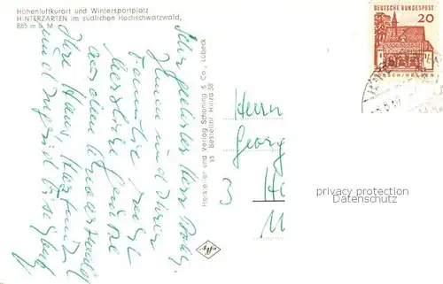 AK / Ansichtskarte Hinterzarten Fliegeraufnahme Hinterzarten