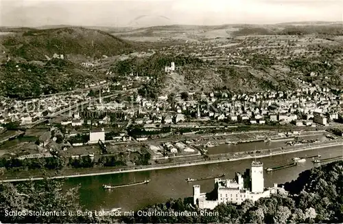 AK / Ansichtskarte Oberlahnstein Schloss Stolzenfels und Burg Lahneck Fliegeraufnahme Oberlahnstein
