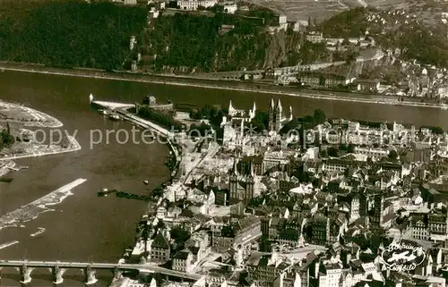 AK / Ansichtskarte Koblenz__Rhein Fliegeraufnahme mit Festung Ehrenbreitstein 