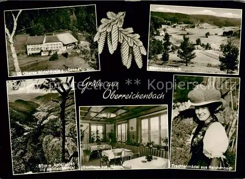 AK / Ansichtskarte Reichenbach_Hornberg Oberes Wirtshaeusle Sonne Oberreichenbach Trachtenmaedel Apfelfelsen Reichenbachtal Reichenbach Hornberg