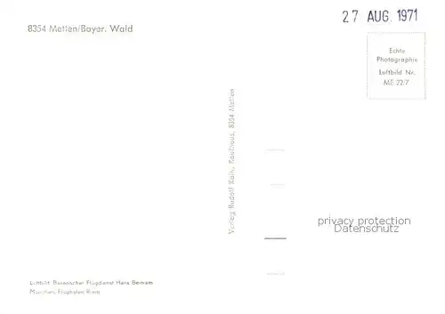 AK / Ansichtskarte Metten_Donau Fliegeraufnahme Teilansicht Metten Donau