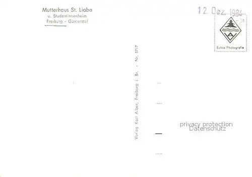 AK / Ansichtskarte Freiburg_Breisgau Mutterhaus St. Lioba u. Studentinnenheim Aussenansicht Freiburg Breisgau