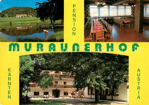 AK / Ansichtskarte Kaernten_Region Pension Murauner Hof Teilansichten m. Badeteich 